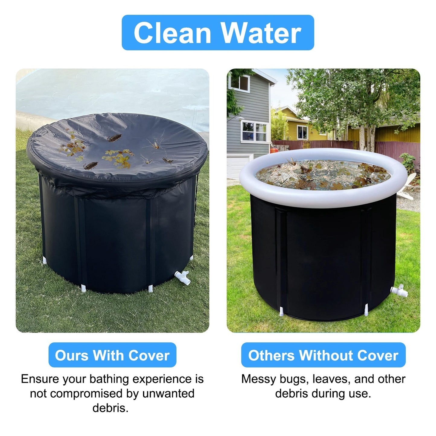 97 Gallon Large Ice Bath Tub with Cover – Cold Plunge Recovery Tub for Athletes and Adults