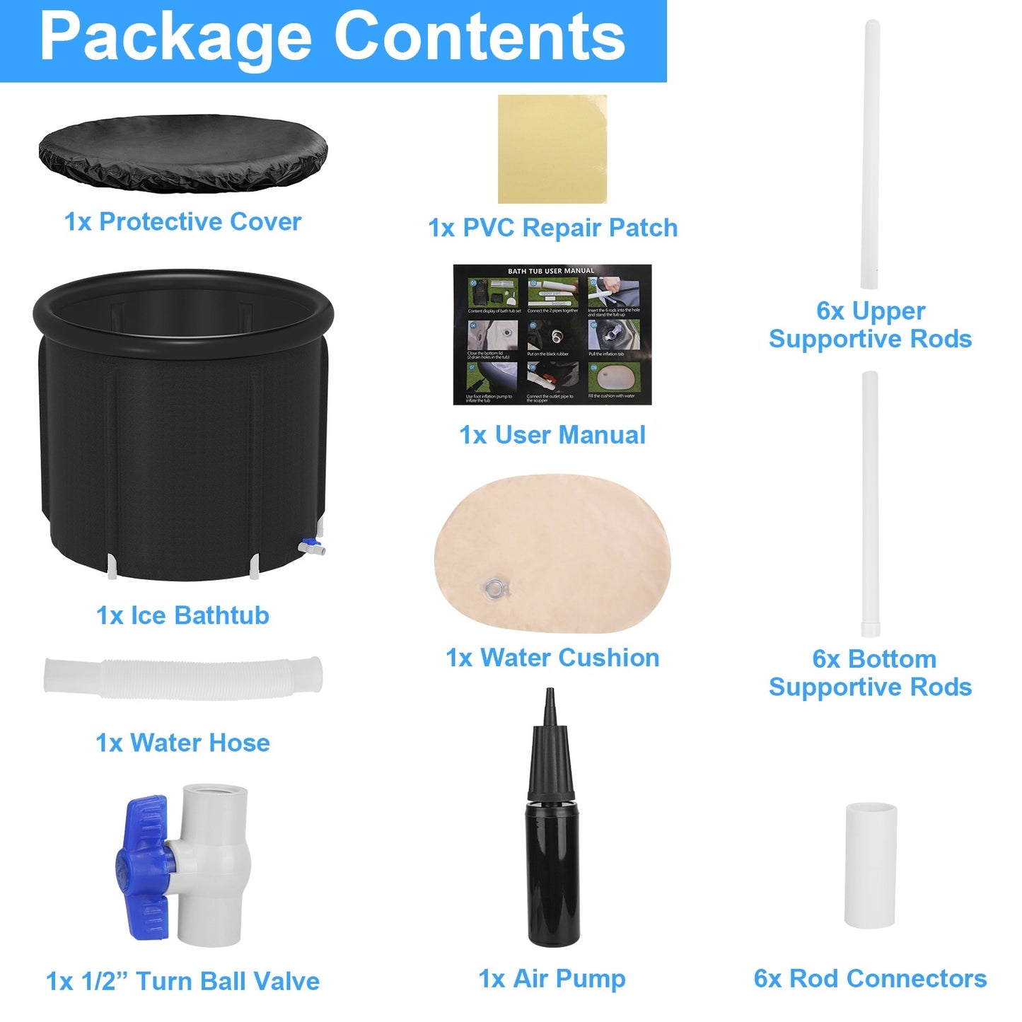 97 Gallon Large Ice Bath Tub with Cover – Cold Plunge Recovery Tub for Athletes and Adults