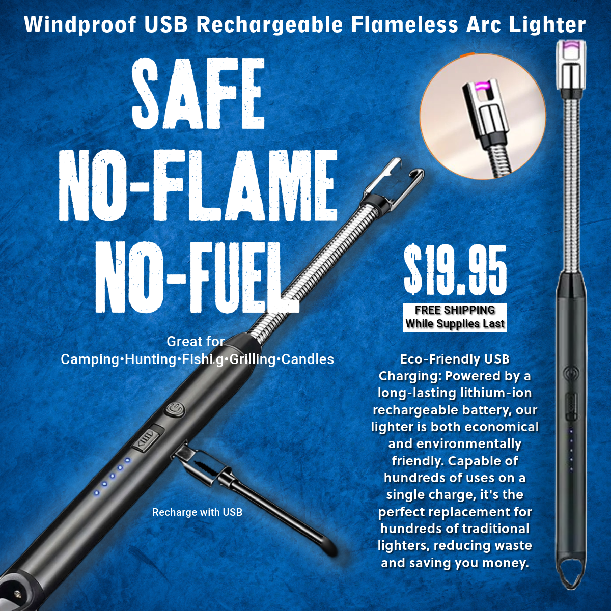 Windproof Safe Flameless Lighter: USB Rechargeable Plasma Ignition