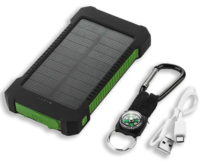 Solar-Powered Adventure Bank: Rugged Power Bank with  LED light and SOS Distress