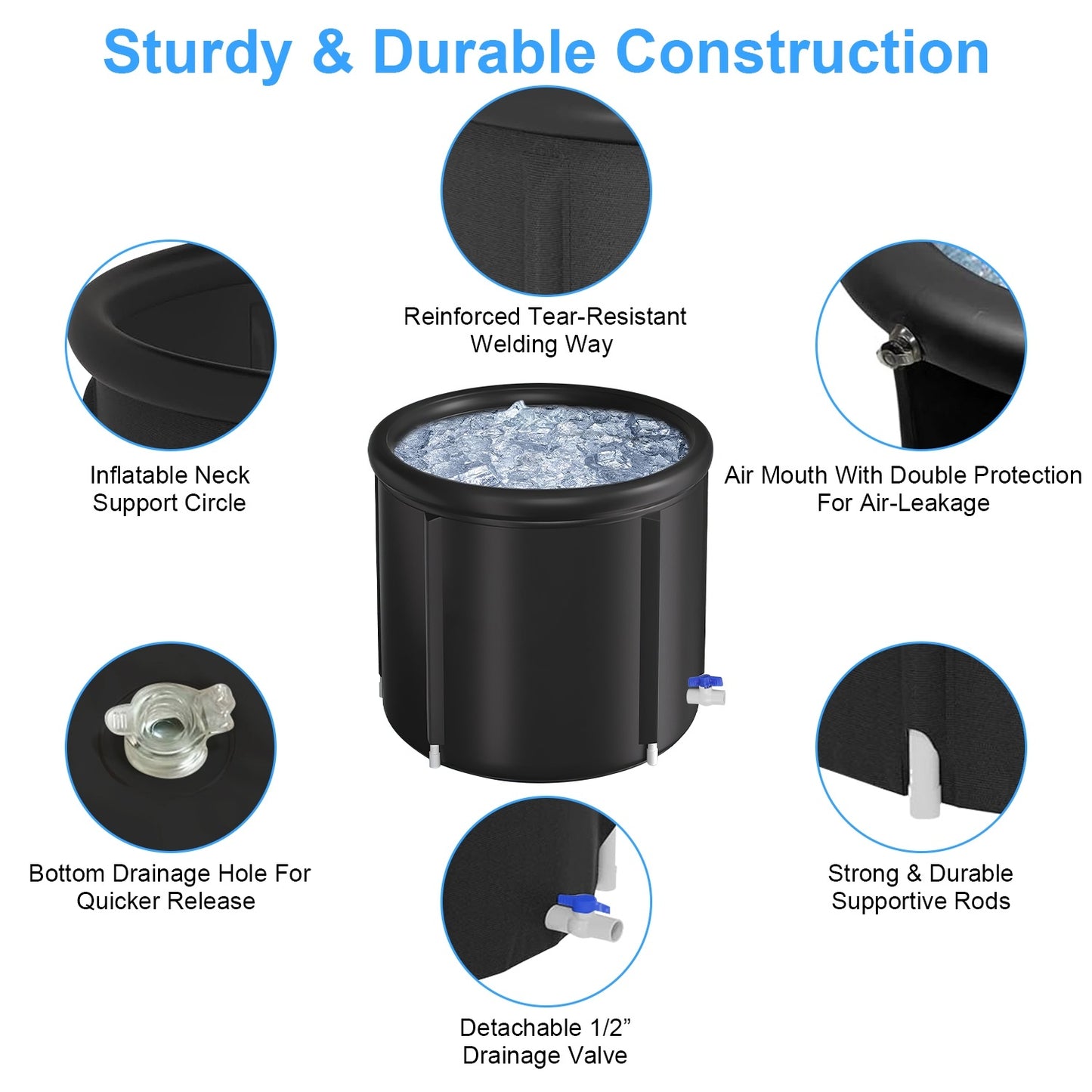 97 Gallon Large Ice Bath Tub with Cover – Cold Plunge Recovery Tub for Athletes and Adults