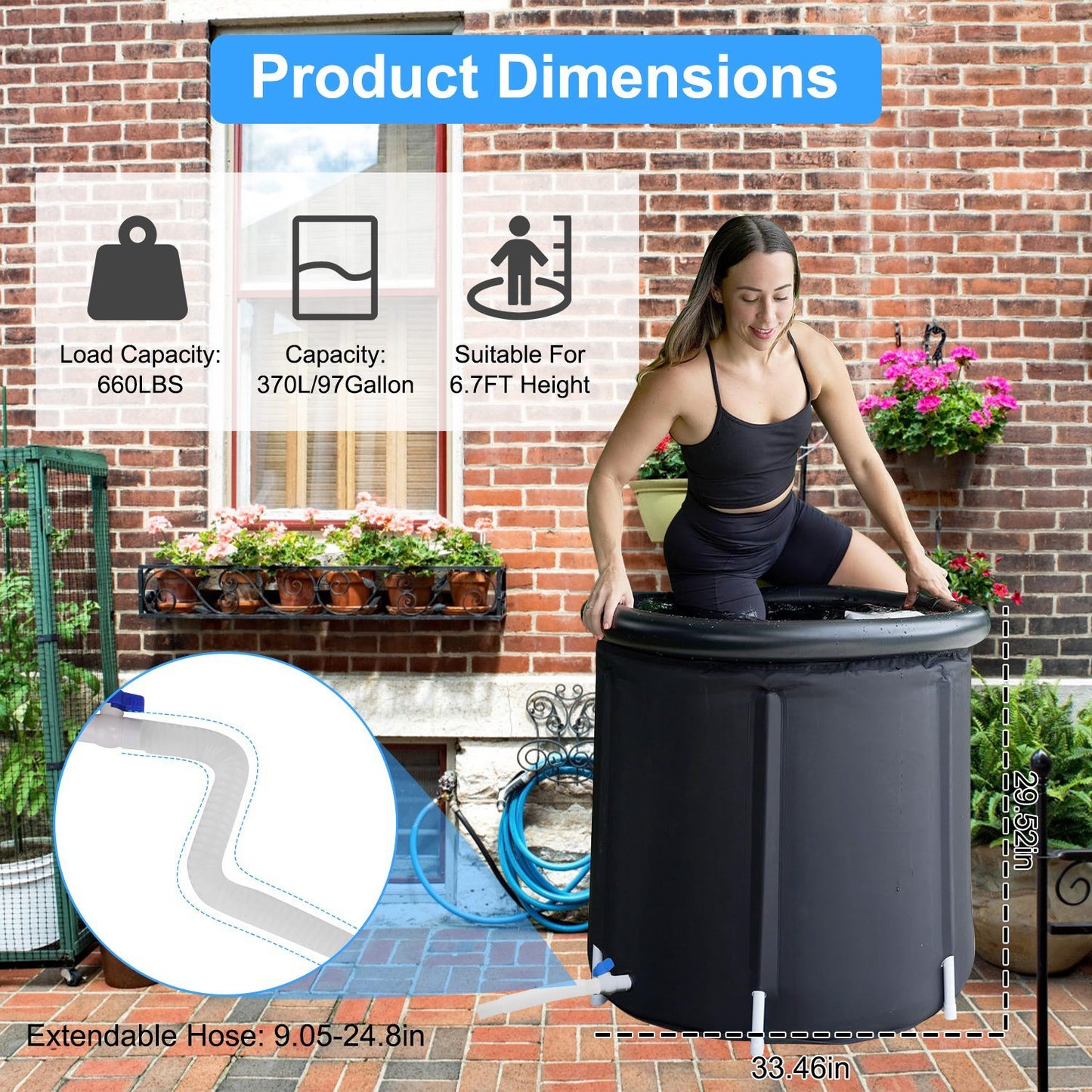 97 Gallon Large Ice Bath Tub with Cover – Cold Plunge Recovery Tub for Athletes and Adults