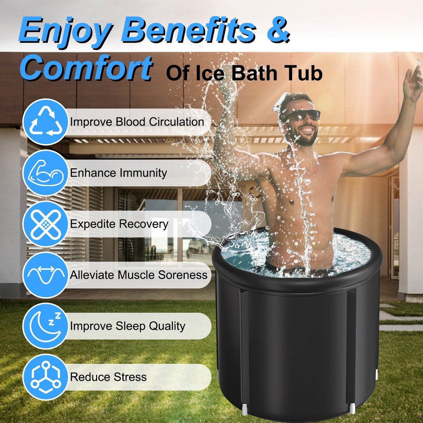 97 Gallon Large Ice Bath Tub with Cover – Cold Plunge Recovery Tub for Athletes and Adults